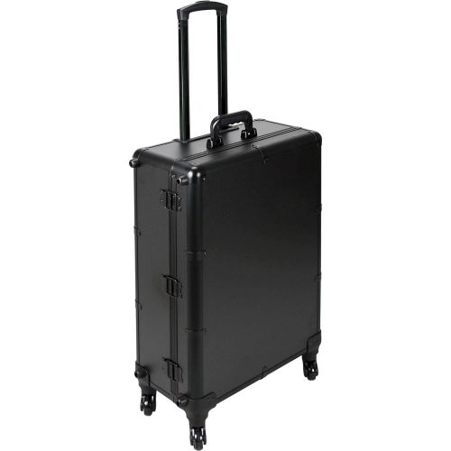  SunRise SUNRISE Makeup Case with Lights C6252 Portable Rolling Studio, LED Lighted, MultimediaBluetoothFM System with Speakers, Locking, Standalone or Tabletop, Black