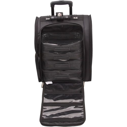  SunRise Sunrise Nylon Professional Soft Sided Rolling Makeup Case with Pouches in Black