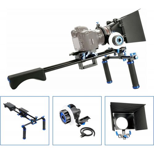  SunSmart Pro DSLR Rig video camera Shoulder Mount Kit including DSLR Rig shoulder support, Follow Focus and Matte Box for All DSLR Video Cameras and DV Camcorders