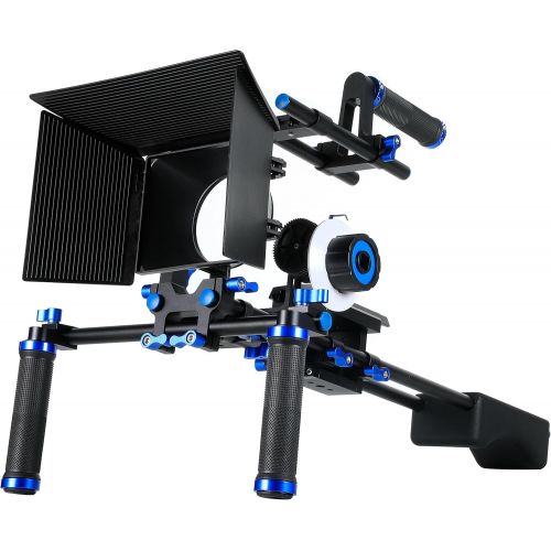  SunSmart Pro DSLR Rig video camera Shoulder Mount Kit including DSLR Rig shoulder support, Follow Focus and Matte Box for All DSLR Video Cameras and DV Camcorders