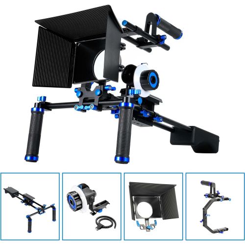  SunSmart Pro DSLR Rig video camera Shoulder Mount Kit including DSLR Rig shoulder support, Follow Focus and Matte Box for All DSLR Video Cameras and DV Camcorders