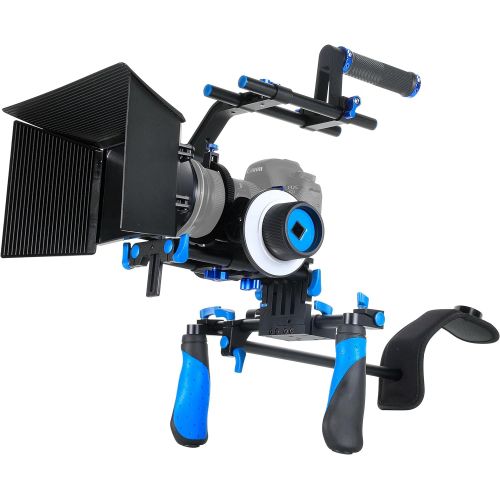  SunSmart eimo DSLR Rig Set Movie Kit shoulder mount rig with Follow Focus and Matte Box and Top handle for All DSLR Cameras and Video Camcorders