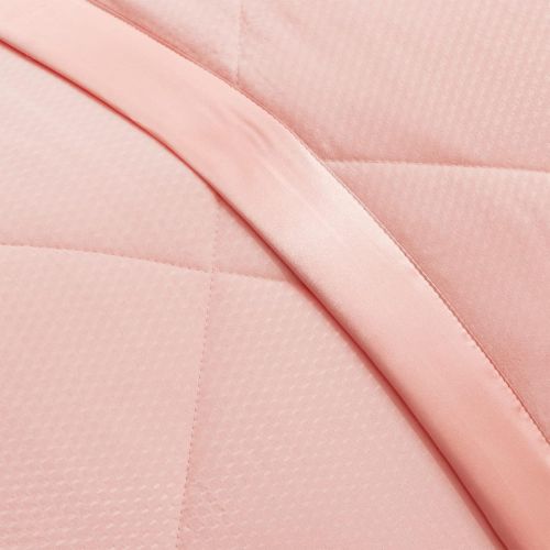  [아마존베스트]SunStyle Home Down Alternative Blanket with Satin Trim, Lightweight Comforter Soft Thin Quilted Blanket for All Seasons (Twin, Blush Pink)