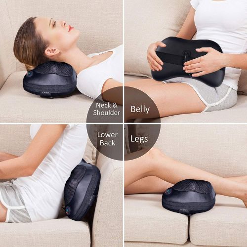  Sunanth Shiatsu Back Neck Massager,Deep Tissue Kneading Massage Pillow with 8 Heated Rollers for...