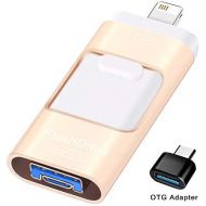 [아마존 핫딜] [아마존핫딜]Sunany Flash Drive for iPhone 128GB, Lightning Memory Stick External Storage for iPhone/PC/iPad/Android and More Devices with USB Port (128GB Gold)
