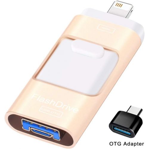  [아마존 핫딜] [아마존핫딜]Sunany Flash Drive for iPhone 128GB, Lightning Memory Stick External Storage for iPhone/PC/iPad/Android and More Devices with USB Port (128GB Gold)