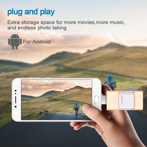  [아마존 핫딜] [아마존핫딜]Sunany Flash Drive for iPhone 128GB, Lightning Memory Stick External Storage for iPhone/PC/iPad/Android and More Devices with USB Port (128GB Gold)