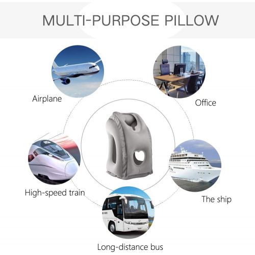  [아마존핫딜][아마존 핫딜] Sunany Inflatable Neck Pillow Used for Airplanes/Cars/Buses/Trains/Office Napping with Free Eye Mask/Earplugs (Gray), Small,