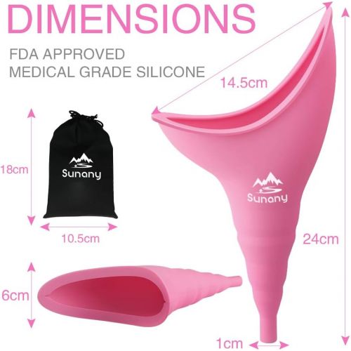  [아마존베스트]Sunany Female Urination Device-Reusable Silicone Female Urinal Foolproof Women Pee Funnel Allows Women to Pee Standing Up- Womens Urinal with Drawstring Bags is The Perfect Companion for