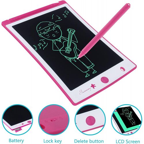  [아마존베스트]Sunany LCD Writing Board 8.5 Inch Drawing Board for Children, Erasable Electronic Digital Drawing Pad Writing Tablet, Gift for Children Adults Home School Office (Pink)