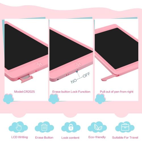  [아마존베스트]Sunany LCD Writing Tablet, 8.5 Inch Colourful LCD Writing Board, Paperless Gifts for Children and Adults, Childrens Writing Board with Anti-Clearance Function (Pink)