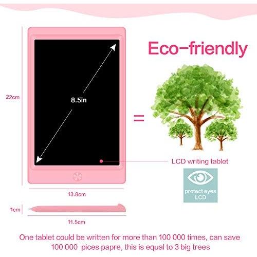  [아마존베스트]Sunany LCD Writing Tablet, 8.5 Inch Colourful LCD Writing Board, Paperless Gifts for Children and Adults, Childrens Writing Board with Anti-Clearance Function (Pink)