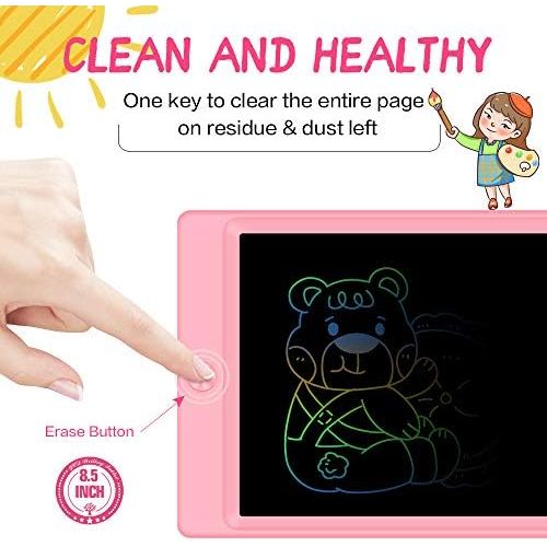  [아마존베스트]Sunany LCD Writing Tablet, 8.5 Inch Colourful LCD Writing Board, Paperless Gifts for Children and Adults, Childrens Writing Board with Anti-Clearance Function (Pink)