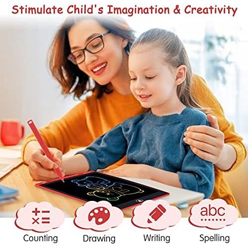  [아마존베스트]Sunany LCD Writing Board, 11 Inch Colourful Screen Drawing Board, Children, Digital Drawing Tablet for Children, Toy, Repeated Writing and Drawing (Red)