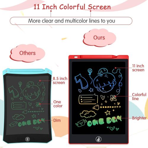  [아마존베스트]Sunany LCD Writing Board, 11 Inch Colourful Screen Drawing Board, Children, Digital Drawing Tablet for Children, Toy, Repeated Writing and Drawing (Red)