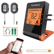Sunavo SUNAVO Bluetooth Meat Thermometer for Grilling MT-27, APP Controlled Remote BBQ Turkey Smoker Thermometer, Wireless Digital Cooking Thermometer with 6 Probe Port,Support iOS & Andr