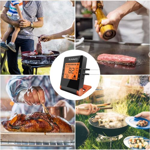  Sunavo SUNAVO Bluetooth Meat Thermometer for Grilling MT-27, APP Controlled Remote BBQ Turkey Smoker Thermometer, Wireless Digital Cooking Thermometer with 6 Probe Port,Support iOS & Andr