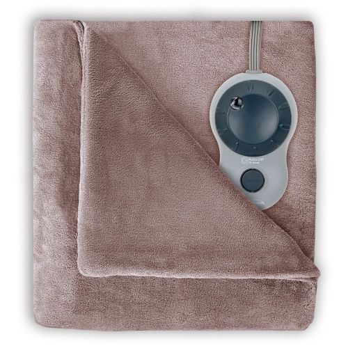  Sunbeam Heated Blanket | Velvet Plush, 10 Heat Settings, Mushroom, Full