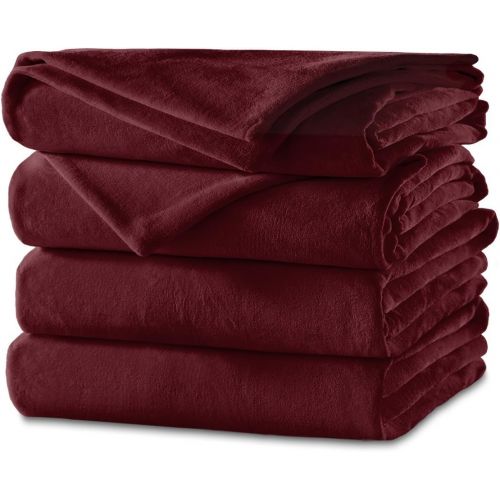  Sunbeam Velvet Plush Heated Blanket, King Size, Mushroom