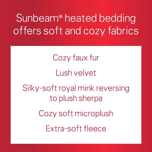  Sunbeam Velvet Plush Heated Blanket, King Size, Mushroom