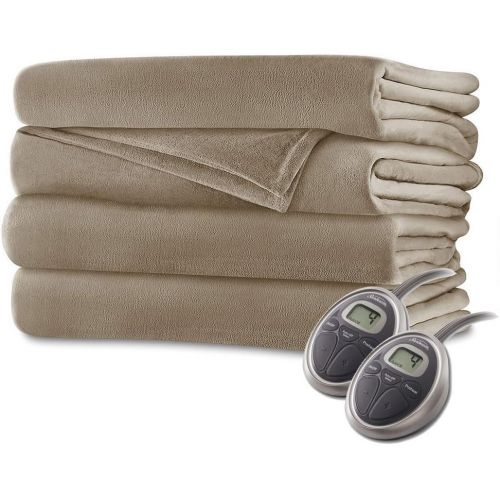  Sunbeam Velvet Plush HEATED BLANKET KING Size Blonde (20 Personalized heat Settings)