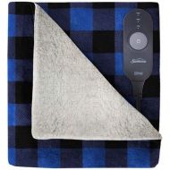 Sunbeam Electric Throw - Reversible Imperial Plush with Sherpa - Premium Sherpa and Ultra Soft with 3 Heat Settings and 3 Hour Auto-off, Plaid Red and Black on White Sherpa, 50 x 6