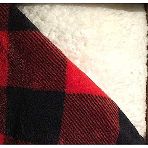  Sunbeam Electric Throw - Reversible Imperial Plush with Sherpa - Premium Sherpa and Ultra Soft with 3 Heat Settings and 3 Hour Auto-off, Plaid Red and Black on White Sherpa, 50 x 6