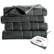 Sunbeam Heated Fleece Electric Blanket, Twin Size, 10 Hour Shut Off with a 6 Foot Cord, Gray Grey