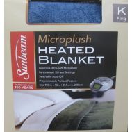 Sunbeam Velvet Plush Heated Electric Blanket with 20 Heat Settings, Auto-off and Digital Control - 5 Yr Warranty, King Size Blue