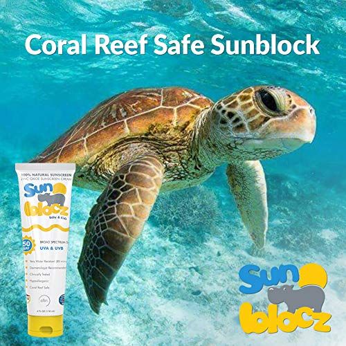  Sunblocz Baby + Kids Mineral Sunscreen, 50+SPF - Natural, Organic Sunblock, Zinc Oxide, UVA+UVB Broad Spectrum, Waterproof, Reef Safe