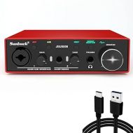 Sunbuck Mini USB Audio Interface, 24Bit/192kHz High-Fidelity for for Guitarist, Vocalist, Producer, with XLR/48V Phantom Power, 2x2 Audio Interface for Professional Recording, Podcasting, Streaming
