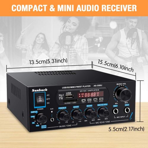  [아마존베스트]Wireless Bluetooth Audio Amplifiers, Sunbuck 200W Power Home Stereo Amplifier Receiver, with USB, SD Card, FM Radio, Remote Control, Dual Channel Sound, for Theater Entertainment S