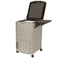 Suncast Outdoor Cooler with Wheels - Portable Outdoor Bar Cart to Store Ice, Drinks, and Frozen Treats - Store on Deck or Patio - Taupe and Brown