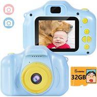 [아마존 핫딜] Suncity Kids Digital Camera Video 2.0 Inch HD Screen 1080P with 32GB TF Card Mini Camera Rechargeable for Boys Children Toddler 3-10 Year Old Birthday Christmas Toy Gift (Blue)