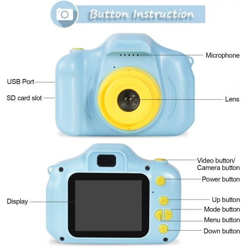  [아마존 핫딜] Suncity Kids Digital Camera Video 2.0 Inch HD Screen 1080P with 32GB TF Card Mini Camera Rechargeable for Boys Children Toddler 3-10 Year Old Birthday Christmas Toy Gift (Blue)