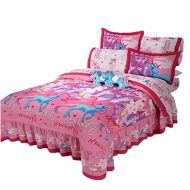 Suncloris PRINCESS UNICORNS CHIC TEENS GIRLS COMFORTER/BEDSPREAD SET 4 PCS FULL SIZE