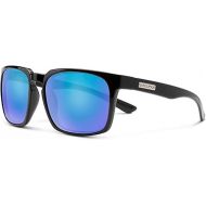 Suncloud Hundo Polarized Sunglasses - 100% UV Protection - Comfortable Fit, Trendy Design - for Men & Women - Black + Polarized Blue Mirror Lenses