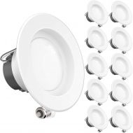 Sunco Lighting 10 Pack 4 Inch LED Recessed Downlight, Smooth Trim, Dimmable, 11W=40W, 4000K Cool White, 660 LM, Damp Rated, Simple Retrofit Installation - UL + Energy Star