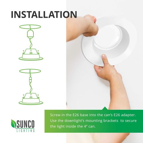  Sunco Lighting 10 Pack 4 Inch LED Recessed Downlight, Smooth Trim, Dimmable, 11W=40W, 3000K Warm White, 660 LM, Damp Rated, Simple Retrofit Installation - UL + Energy Star