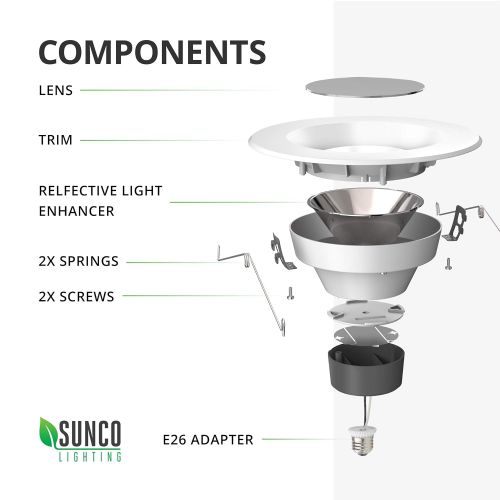  Sunco Lighting 12 Pack 5/6 Inch LED Recessed Downlight, Smooth Trim, Dimmable, 13W=75W, 830 LM, 4000K Cool White, Damp Rated, Simple Retrofit Installation - UL + Energy Star