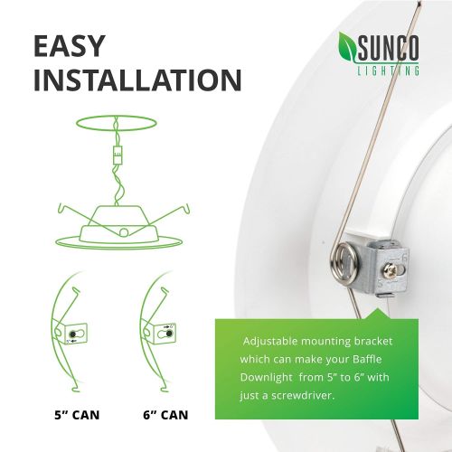  Sunco Lighting 12 Pack 5/6 Inch LED Recessed Downlight, Smooth Trim, Dimmable, 13W=75W, 830 LM, 4000K Cool White, Damp Rated, Simple Retrofit Installation - UL + Energy Star