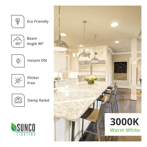  Sunco Lighting 12 Pack 5/6 Inch LED Recessed Downlight, Baffle Trim, Dimmable, 13W=75W, 3000K Warm White, 965 LM, Damp Rated, Simple Retrofit Installation - UL + Energy Star