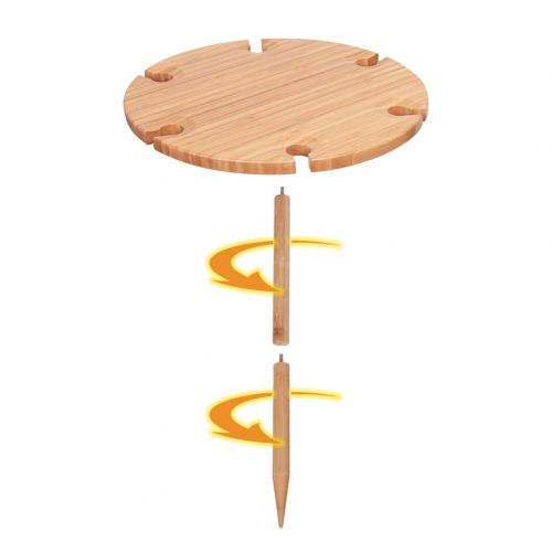  Sundale Outdoor Wine Picnic Table for Camping Beach Dining Use Low Portable Table, Bamboo with Cutlery Set