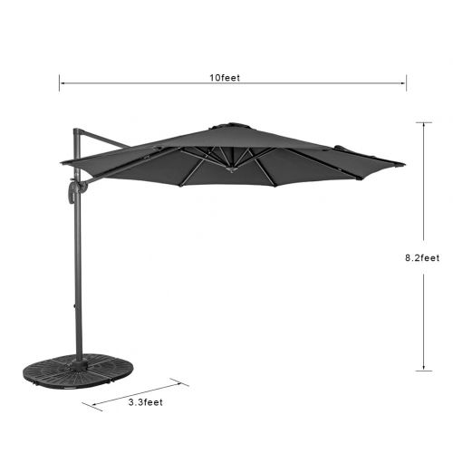  Sundale Outdoor 10ft Offset Hanging Umbrella Market Patio Umbrella Aluminum Cantilever Pole with Crank Lift, Corss Frame, Polyester Canopy, 360°Rotation, for Garden, Deck, Backyard