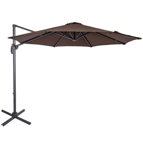  Sundale Outdoor 10ft Offset Hanging Umbrella Market Patio Umbrella Aluminum Cantilever Pole with Crank Lift, Corss Frame, Polyester Canopy, 360°Rotation, for Garden, Deck, Backyard