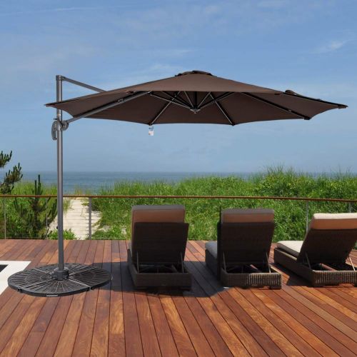  Sundale Outdoor 10ft Offset Hanging Umbrella Market Patio Umbrella Aluminum Cantilever Pole with Crank Lift, Corss Frame, Polyester Canopy, 360°Rotation, for Garden, Deck, Backyard