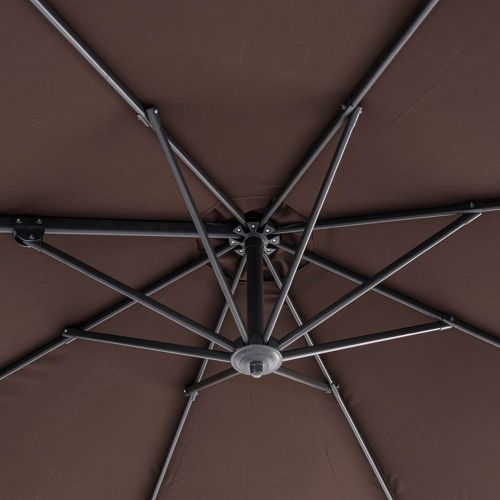  Sundale Outdoor 10ft Offset Hanging Umbrella Market Patio Umbrella Aluminum Cantilever Pole with Crank Lift, Corss Frame, Polyester Canopy, 360°Rotation, for Garden, Deck, Backyard