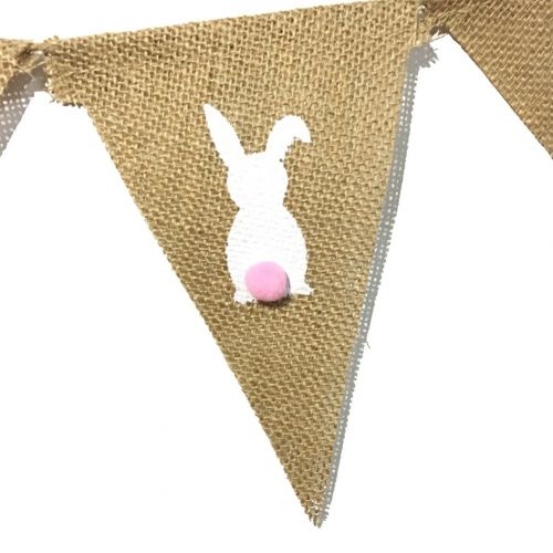  Sundlight Burlap Banner, 10PCS Rabbit Pattern Banner Flags Linen Cloth with Hemp Rope Easter Banner for Party,Wedding,Holidays Decor