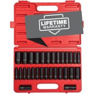 SUNEX TOOLS 5153DD, 1/2 Inch Drive Master Impact Socket Set, Double Deep, 29-Piece, SAE/Metric, 7/16