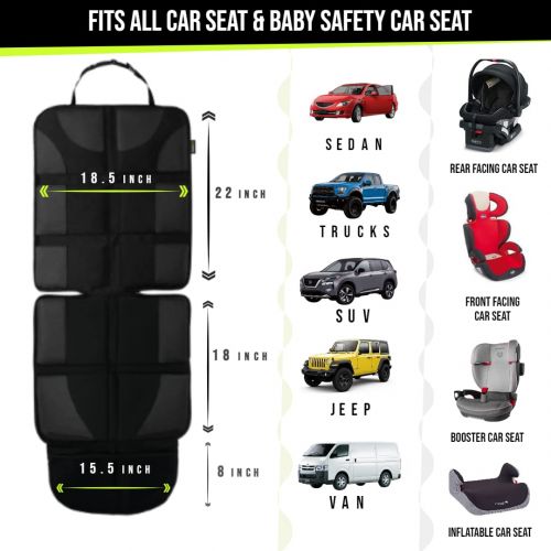  Sunferno Car Seat Protector - Protects Your Car from Baby Carseat Indents - Waterproof Protection Mat Liner - Compatible with all Child Car Seat & Booster Seats - Keep Your Auto Up